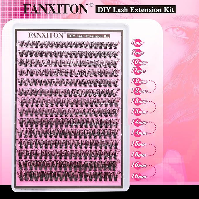 FANXITON Lash Clusters 280 Pcs Wispy Lash Clusters D 8-16 MM Mix Natural Eyelash Clusters 40D Individual Eyelash DIY Lash Extensions at Home(40D)
