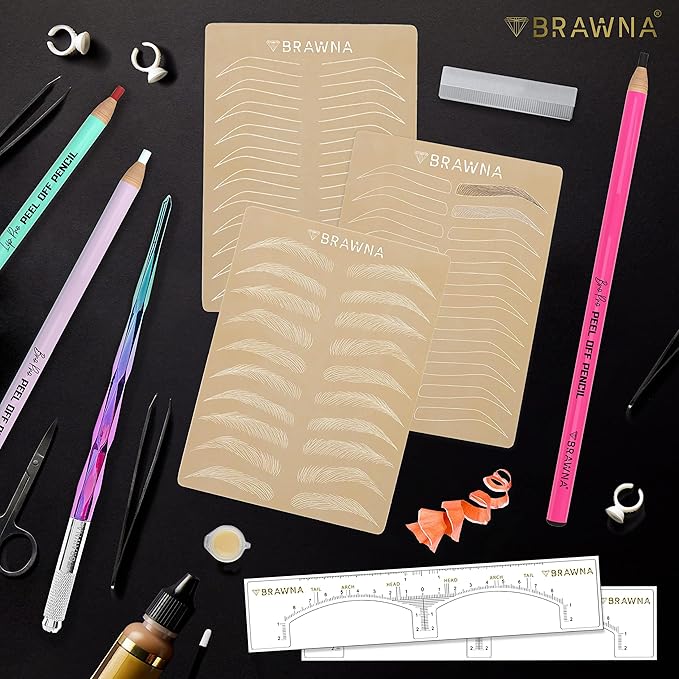 6 pcs Microblading Practice Skin - Inkless Double Sided Practice Skin For Eyebrow Tattoos - Fake Skin Sheets - Microblading Supplies - Microshading Kit - PMU Supply