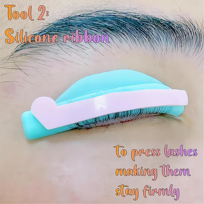 Katya Vinog Lash Lift Shields L Curl - Eyelash Lifting Shield, Bright Lami Lamination Roller, Silicone Perm Rod, No Glue On Eyelids, Soft Perming Pad Set for Lift and Tint - Ribbons & Eye Patches