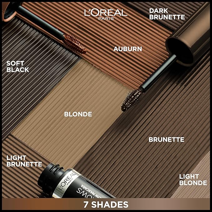 L'Oreal Paris Infallible Volumizing 24H Wear Brow Mascara, Long Lasting Eyebrow Makeup for 2X Fuller Eyebrows, 3.0 Soft Black, 0.13 Fl Oz