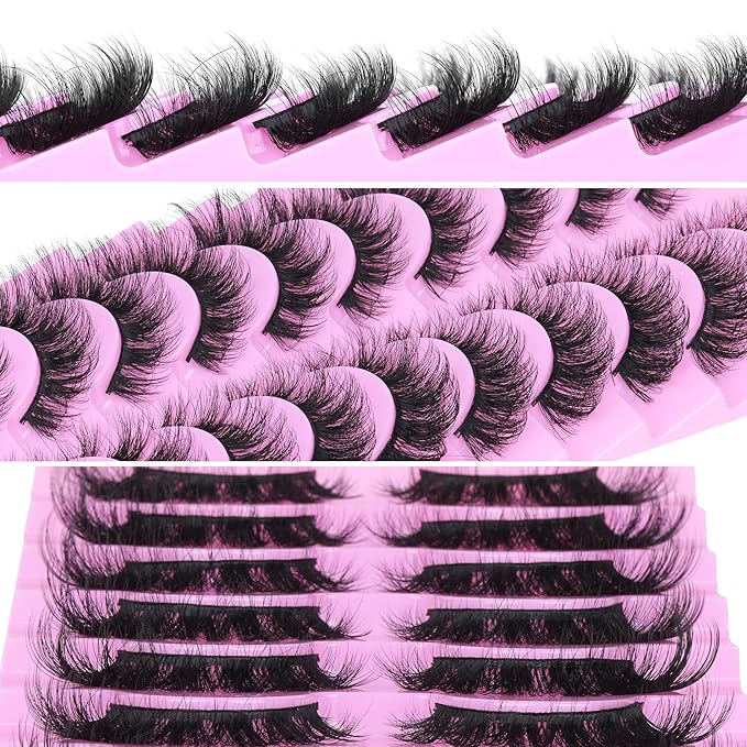 TNFVLONEINS Wispy Lashes Natural Look Eye Lashes Mink 10 Pairs False Eyelashes Pack 4D Volume Strip Fake Eyelashes Like Lash Extension(12-16mm)