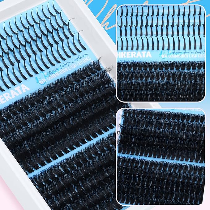 Lash Clusters Kit Spikes Wispy Lash Extension Kit Volume 80D+100D Eyelash Clusters Spikes Eyelash Extension Kit Russian D Curvature Individual Lashes with Lash Glue Bond and Seal, Tweezers