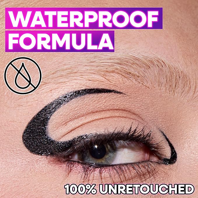 wet n wild Breakup Proof Wing Out Waterproof Liquid Eyeliner, 16-Hour Wear, Smudge-Proof & Cry-Proof, Flat Angled Brush for Precise & Bold Wings - Ultra Black