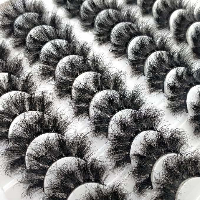 Fluffy Mink Lashes 20 Pairs Dramatic Thick 5D False Eyelashes 20mm Wispy Fake Eyelashes Pack, by Kmilro (LD05)