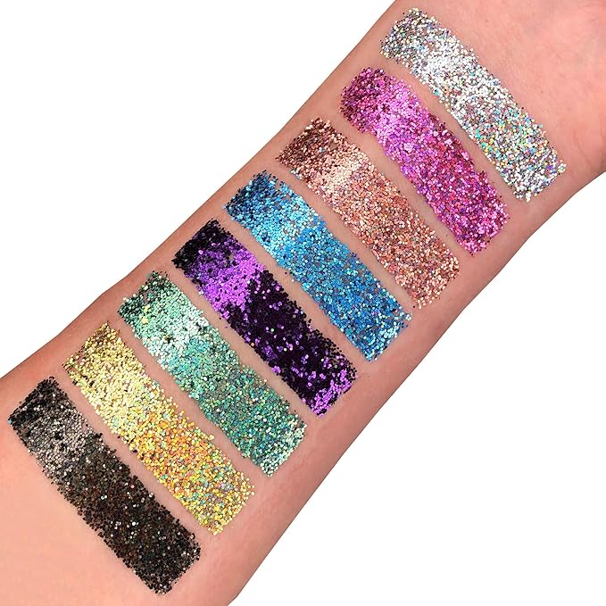 Holographic Glitter Shakers 100% Cosmetic Glitter for Face, Body, Nails, Hair and Lips - 0.17oz - Black