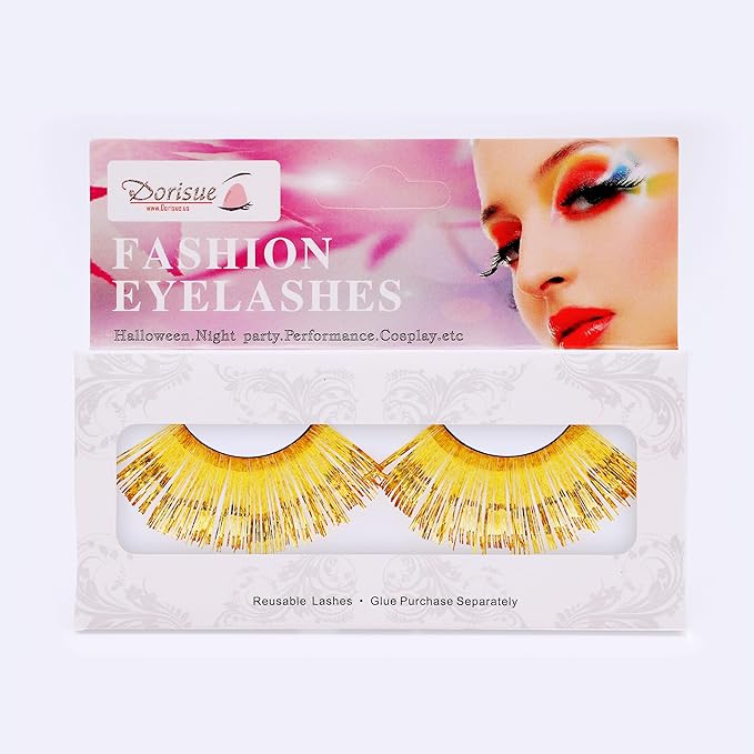 Halloween lashes Gold eyelashes glitter eyelashes golden cosplay eyelashes yellow False Eyelashes Extension for Women Girls P14