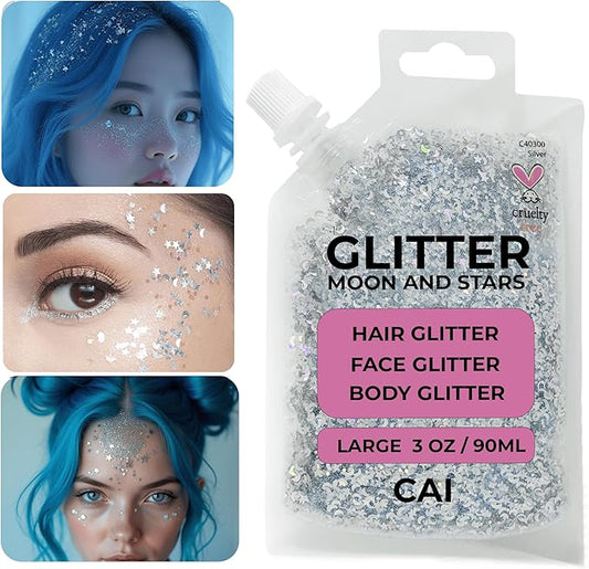 OnePearl silver face glitter image for beauty-focused consumers