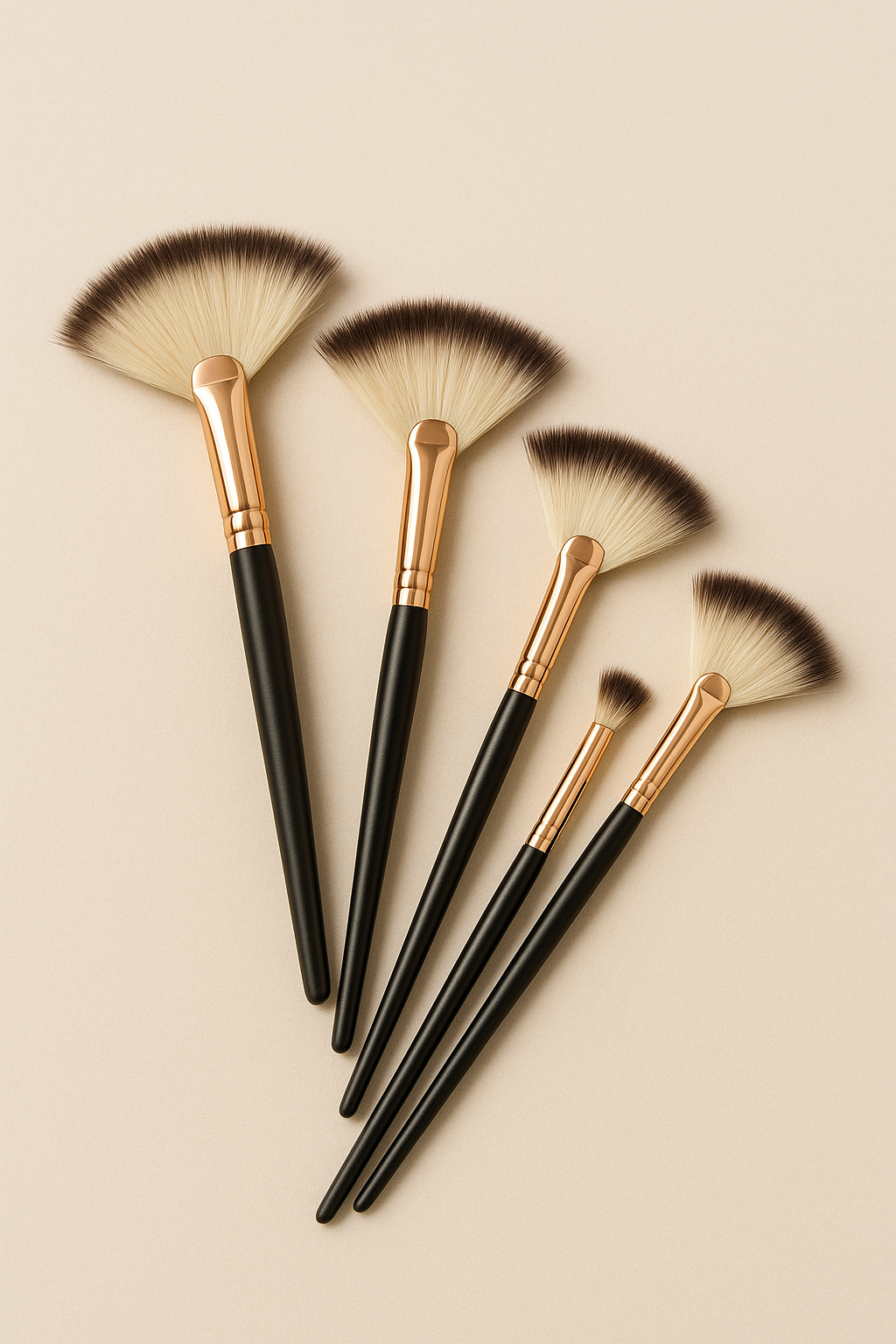 Delicate fan brushes for highlighting and gentle powder finishing
