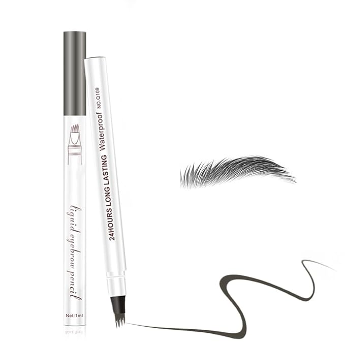 Microblading Eyebrow Pen, Waterproof Microblading Eyebrow Pen Pencil Natural Makeup Fine Stroke Eyebrow Pencil, Upgraded Eye Brown Makeup Long-Lasting Waterproof Eyebrow Pencil (Gray)