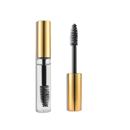 6 Pcs 10 ml Empty Mascara Tubes with Wands and Rubber Inserts Clear Plastic Refillable Eyelash Bottle Mascara Container for DIY Cosmetics (Gold)