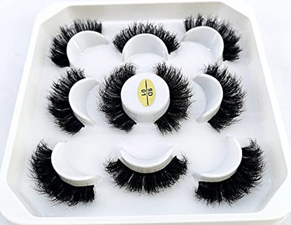HBZGTLAD new 5 Pairs 25 mm 3d Mink Lashes Bulk Faux with Custom Natural Mink Lashes Pack Short Wholesales Natural False Eyelashes (9D-01)