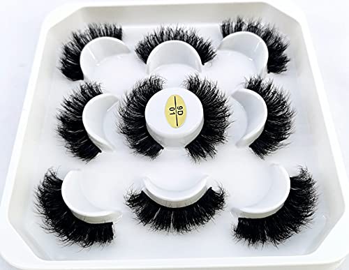 HBZGTLAD new 5 Pairs 25 mm 3d Mink Lashes Bulk Faux with Custom Natural Mink Lashes Pack Short Wholesales Natural False Eyelashes (9D-01)