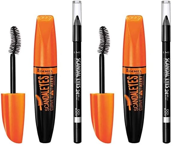 Rimmel ScandalEyes Curve Alert Mascara with ScandalEyes Waterproof Kohl Kajal Liner, 1 Set, Combo (Pack of 2)