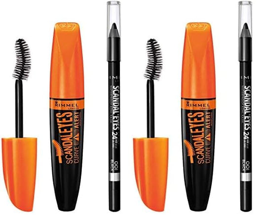 Rimmel ScandalEyes Curve Alert Mascara with ScandalEyes Waterproof Kohl Kajal Liner, 1 Set, Combo (Pack of 2)
