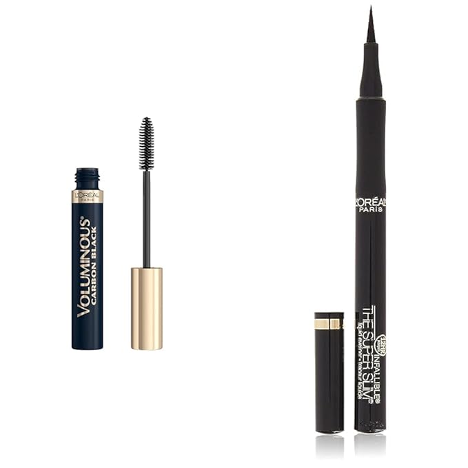 L'Oreal Paris Voluminous Mascara 0.26 Fl Oz and Infallible Super Slim Liquid Eyeliner Pack of 1