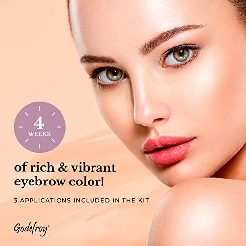 Godefroy Instant Eyebrow Color, Medium Brown, 0.18 ounces, 12-weeks of long lasting, 3-applications per kit, 3 Count (Pack of 1)