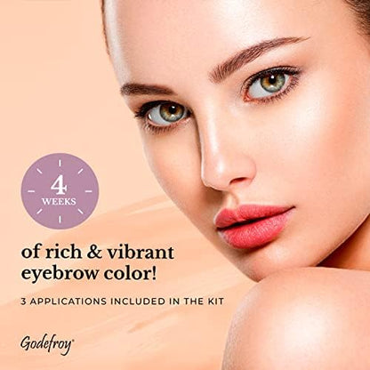 Godefroy Instant Eyebrow Color, Medium Brown, 0.18 ounces, 12-weeks of long lasting, 3-applications per kit, 3 Count (Pack of 1)