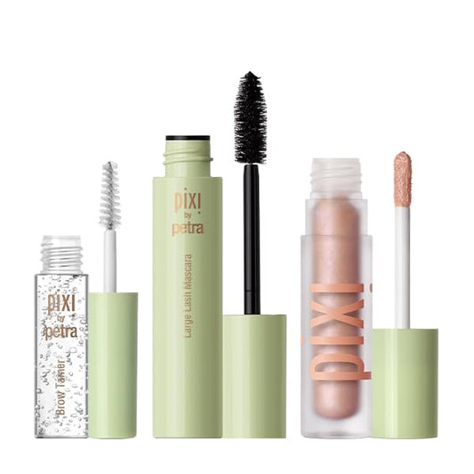 Pixi Elevate Eye Trio, featuring EyeLift Max in Sunset and Large Lash Mascara in Bold Black