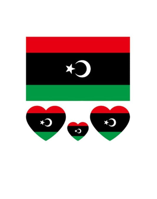 10 Sheets Libya Flag Tattoos Stickers 40 Pcs Waterproof Sweat Sports National Flag Removable Fake Tattoos
