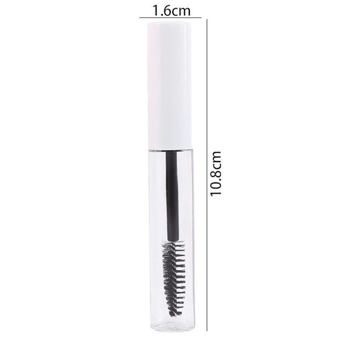 6pcs 10ml Empty Eyelash Cream Container,Mascara Tube with Rubber Inserts,DIY Mascara Tube Sample Vials with Cap,Plastic Travel Refillable Bottles