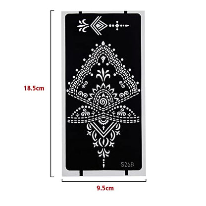 10 Sheets Henna Tattoo Stencil Kit Temporary Tattoo Stencils Arabian Tattoo Stickers for Face Paint Body Art, Reusable Templates 3 Layer Membrane