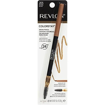 Revlon ColorStay Eyebrow Pencil with Spoolie Brush, Waterproof, Longwearing, Angled Tip Applicator for Perfect Brows, 205 Blonde, 0.021 oz