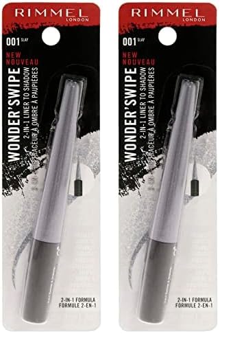 Rimmel London Wonder Swipe 2-in-1 Liner to Shadow - 001 Slay Eyeliner Women 0.058 oz (Pack of 2)