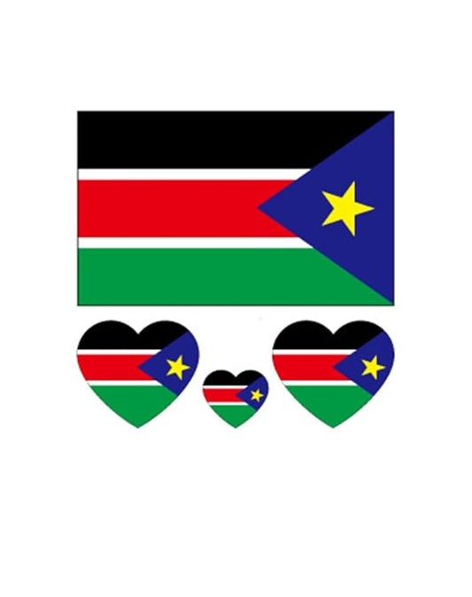 10 Sheets South Sudan Sultan Flag Tattoos Stickers 40 Pcs Waterproof Sweat Sports National Flag Removable Fake Tattoos
