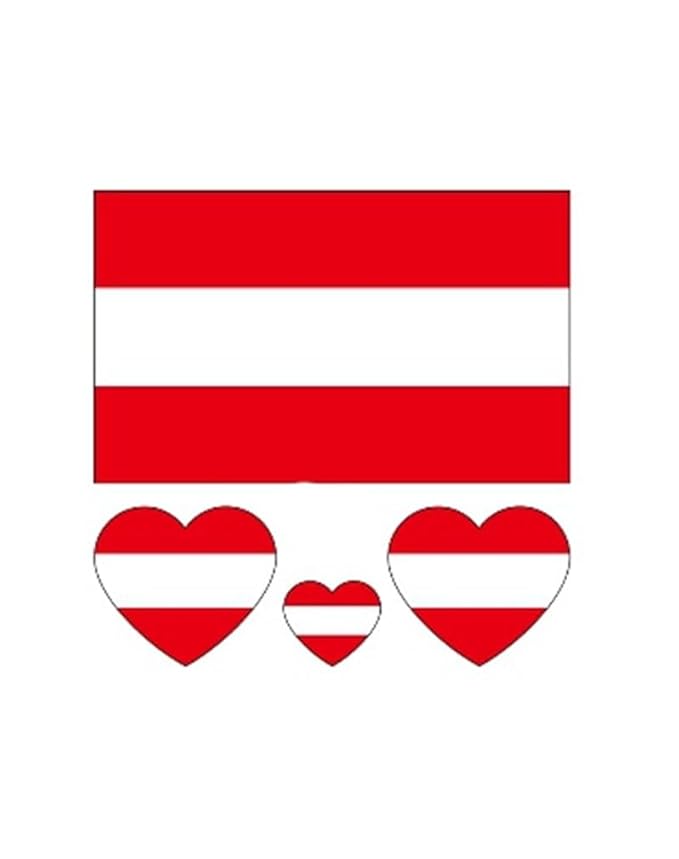 10 Sheets Austria Flag Tattoos Stickers 40 Pcs Waterproof Sweat Sports National Flag Removable Fake Tattoos