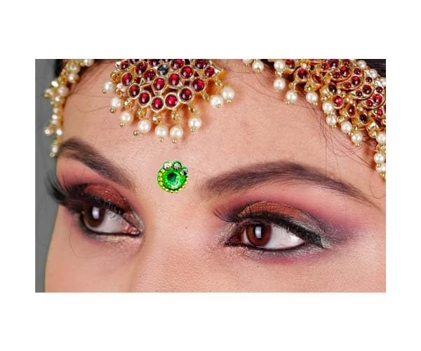 Bindi Premium Collection Multicolor White Stones Medium Size Round Bindis for Womens and Girls 5MM-Ananaya-7 Bindi (Pack of 2)