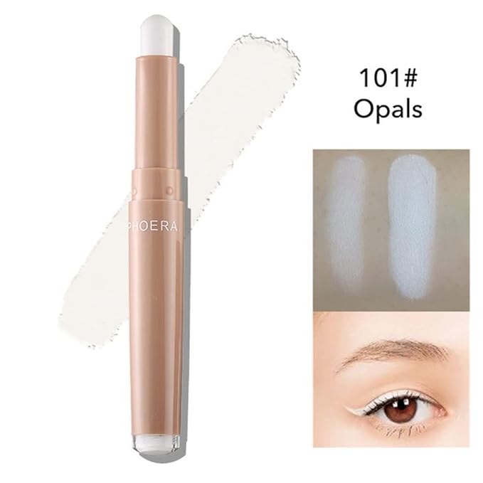 Go Ho Matte Eyeshadow Stick - Creamy Eye Brightener Pen, Waterproof Opals White Highlighter, 101#