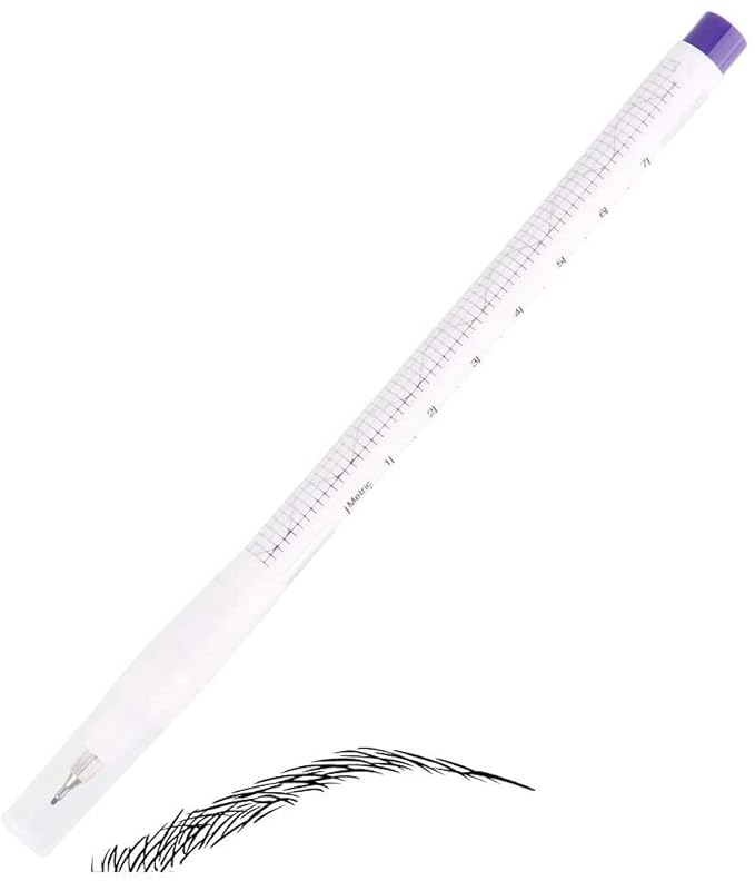 Beauty7 Tattoo Skin Markers Pen Piercing Eyebrow Tattoo Pen Surgical Tip 0.5mm/1mm Body Art Scribe Marking Tool with Ruler (1 Pack)