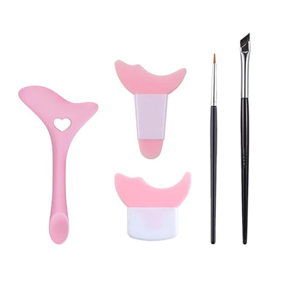 Eyeliner Stencils, 5Pcs Eyeliner Brush Set, Reusable Eyeliner Tool for Eyes Wing, Multifunctional Silicone Eyeliner Aid Mascara Shield, Beginners Friendly (Pink)
