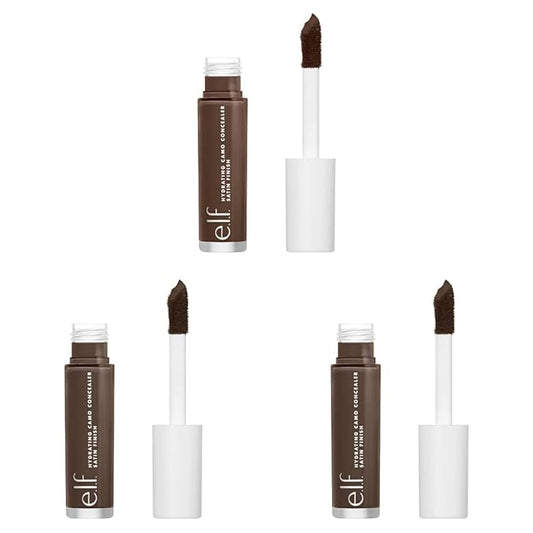 e.l.f. Hydrating Camo Concealer, Crease-Proof Full Coverage, Satin Finish, Conceals, Corrects & Highlights, Vegan & Cruelty-Free, Rich Walnut, 0.203 Fl Oz (Pack of 3)