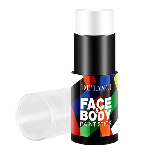 DE'LANCI Clown White Makeup Stick - Cream Blendable Body Paint Sticks for Sports, Halloween Cosplay - Joker, Zombie, Vampire, Skeleton