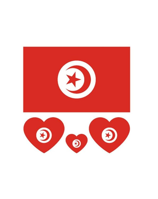 10 Sheets Tunisia Flag Tattoos Stickers 40 Pcs Waterproof Sweat Sports National Flag Removable Fake Tattoos