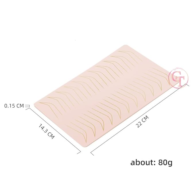 2PCS Doulbe Sides Silicone Practice Skin 1.5mm Thickness Permanent Makeup Tattoo Practice Pad for Eyebrow/Lip Practice (Pink Pad+Golden Line)