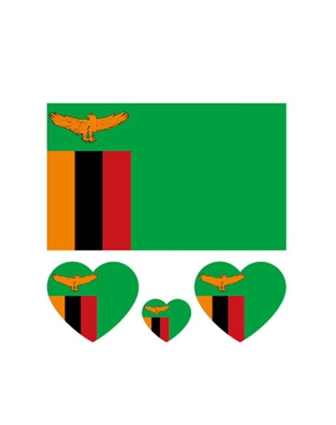 10 Sheets Zambia Flag Tattoos Stickers 40 Pcs Waterproof Sweat Sports National Flag Removable Fake Tattoos