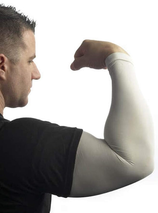 Tattoo Cover Up Concealer Sleeve, 2-PACK, Full Arm coverage, UPF 50 Protection, Slip Free, for Men & Women (Unisex), MEDIUM WHITE