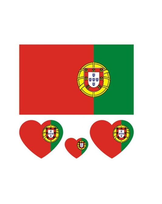 10 Sheets Portugal Flag Tattoos Stickers 40 Pcs Waterproof Sweat Sports National Flag Removable Fake Tattoos