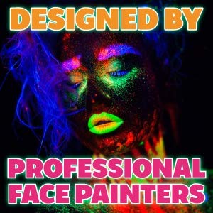 Kraze FX Dome Stroke - Royal Sunset (25 gm), Water Activated, Professional UV Glow Blacklight Reactive Face and Body Painting Rainbow Cakes, Hypoallergenic, Safe, 1-Stroke Split Cake
