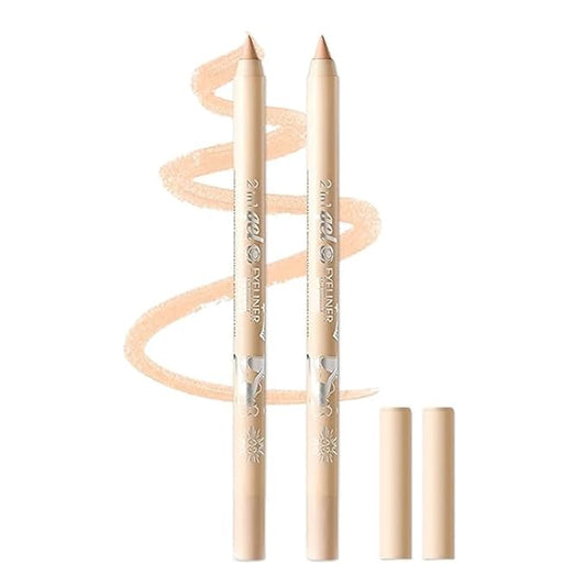 2pcs Sharpenable Gel Eyeliner Pencil, Waterproof Smudge-Proof Long Lasting Eye Liner Pen, Smooth Multi-Use Eye Makeup (03 Nude, 2pcs)