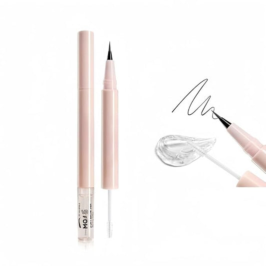 Waterproof Eyebrow Pencil with Fine Tip, 2-in-1 Brow Pen and Sealing Brow Gel, Smudge-Proof, Lightweight and Non-clumping, Eyeliner, Hairline Pencil (Brown)