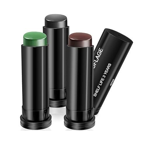 3 Colors Camo Face Paint Eye Black Stick Anti-Sun Portable Camouflage Suit Waterproof Easy Removal Equipment Outdoor Camping Supplies Bulk Baseball/Softball/Football Sport Hunting