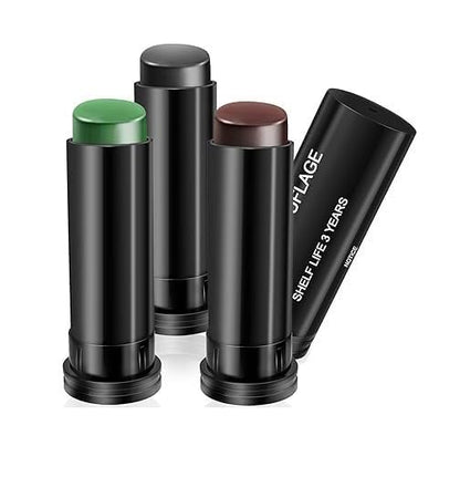 3 Colors Camo Face Paint Eye Black Stick Anti-Sun Portable Camouflage Suit Waterproof Easy Removal Equipment Outdoor Camping Supplies Bulk Baseball/Softball/Football Sport Hunting