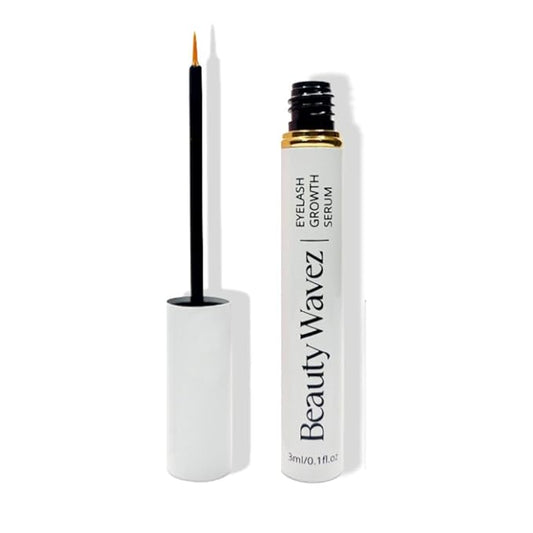 Beauty Wavez Natural Eyelash Growth Serum - Lash Growth Serum with Advanced Formula to Boost Longer Fuller, Thicker Looking Eyelashes and Eyebrows - Vegan & Cruelty-Free Eyebrow Growth Serum, 30ML