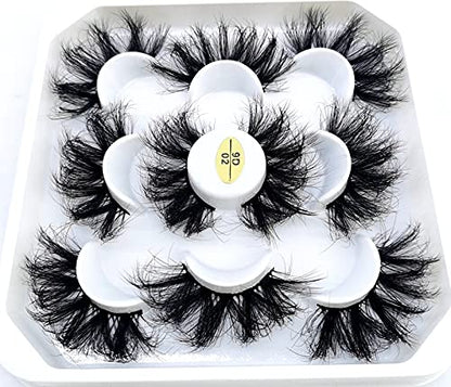 HBZGTLAD new 5 Pairs 25 mm 3d Mink Lashes Bulk Faux with Custom Natural Mink Lashes Pack Short Wholesales Natural False Eyelashes (9D-02)