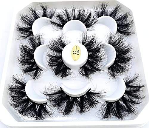 HBZGTLAD new 5 Pairs 25 mm 3d Mink Lashes Bulk Faux with Custom Natural Mink Lashes Pack Short Wholesales Natural False Eyelashes (9D-02)