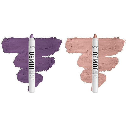 NYX Jumbo Eye Pencil Duo - Eggplant & Iced Latte Blendable Eyeshadow Stick & Eyeliner Pencils