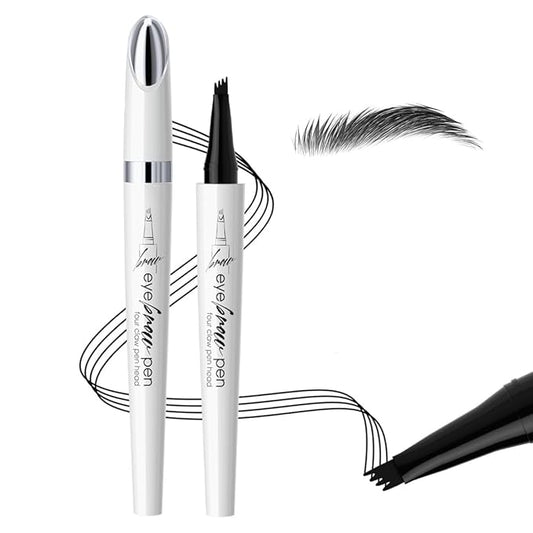 Magic Eyebrow Pencil 1Pcs Waterproof Eyebrow Tattoo Pencil 3D Microblading Eyebrow Pencil with 4 Fork Tip, Natural Makeup Fine Stroke Magic Eyebrow Pencil for women (Black)